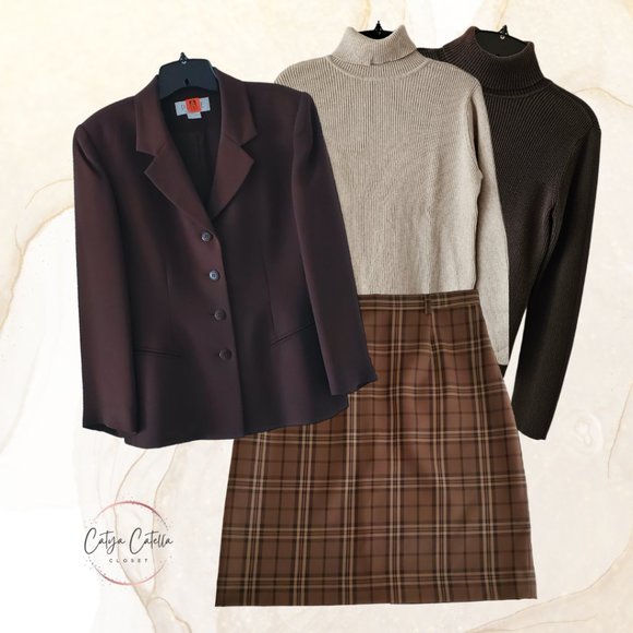 Petite Sophisticate Plaid Pencil Skirt | NWT | 8P | Light & Dark Brown, Tan - Picture 16 of 17